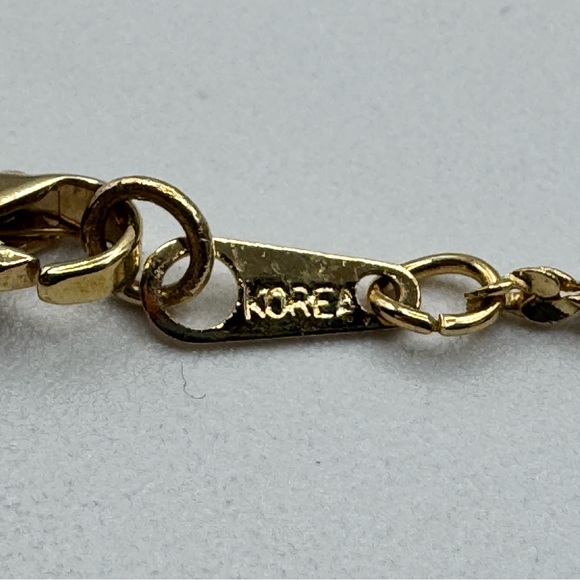 Vintage Yellow Gold Plated Mirror Rope Chain 14” Korea Dainty Twist Chain - Picture 2 of 8